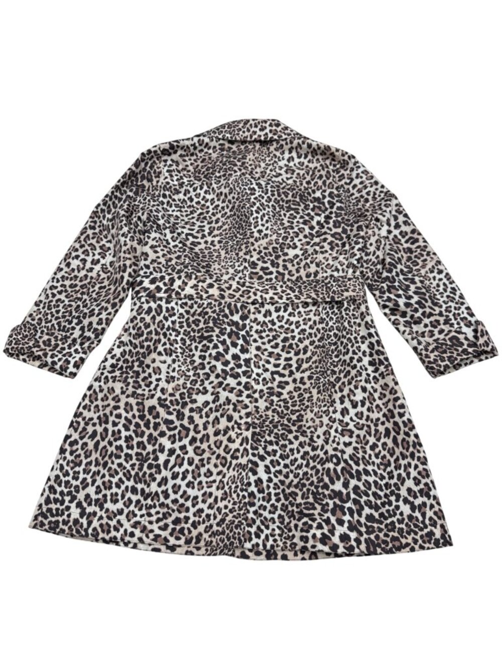 Chico's Women's Leopard Print Belted Trench Raincoat Button Closure Size 1 /US M - Picture 3 of 9